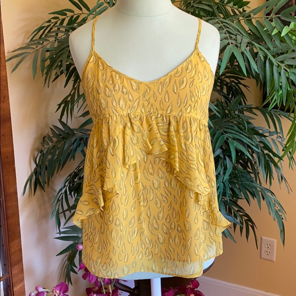 Madewell yellow silk feather tank